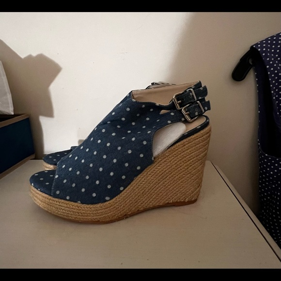 Victoria Secret Denim Blue Slingback Heels 7.5 with Matching A-line Dress/M/8. - Picture 6 of 10